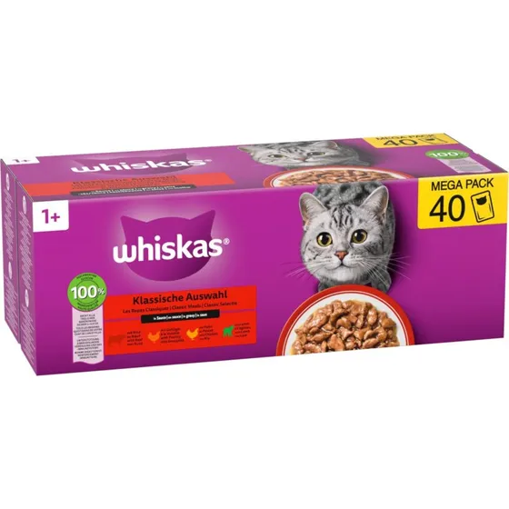 Whiskas 1+ Adult w sosie, 40 x 85 g (4 smaki)