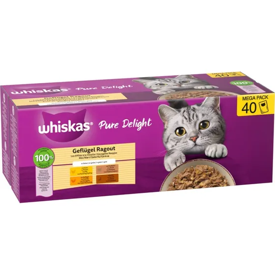 Whiskas Pure Delight Ragout z drobiu w galarecie, 40 x 85 g