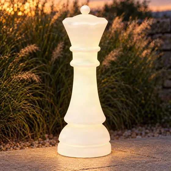 Lucande Gambi Lampa stojąca LED, figura szachowa, 80 cm, CCT, IP44