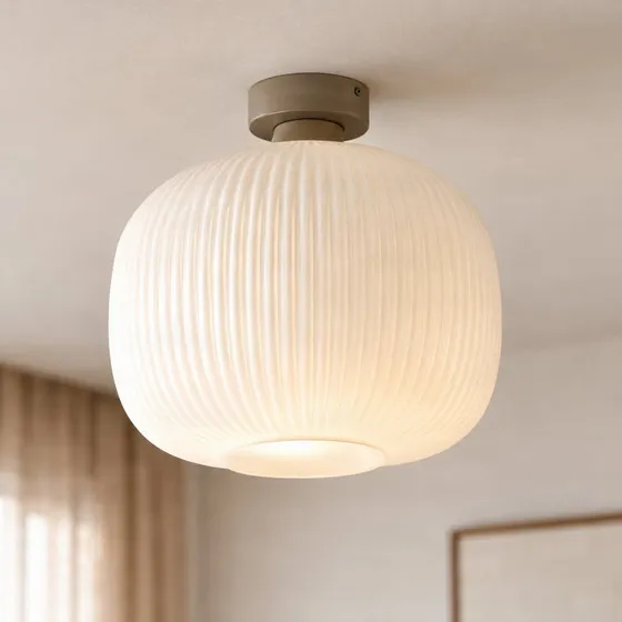Lampa sufitowa Evey Nola, 35 cm, biała/beżowa, szkło