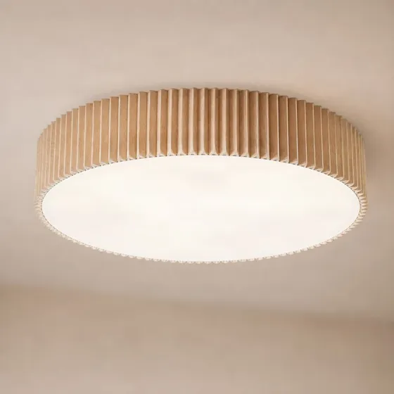 Lampa sufitowa Lindby Zoey, beżowa, len, Ø 52 cm