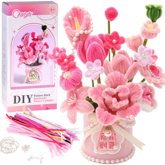 Flowerbox ZA5866 – Zestaw DIY Materiałowe Kwiaty w Wazonie