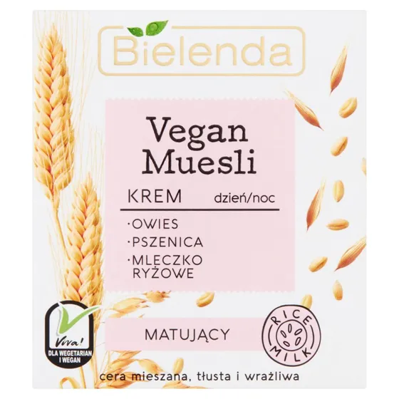 Bielenda Vegan Muesli Krem Matujcy Pszenica + Owies + Mleczko Ryowe 50 ml