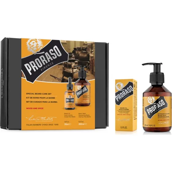 Proraso Wood & Spice: Szampon + Olejek do Brody 200ml + 30ml