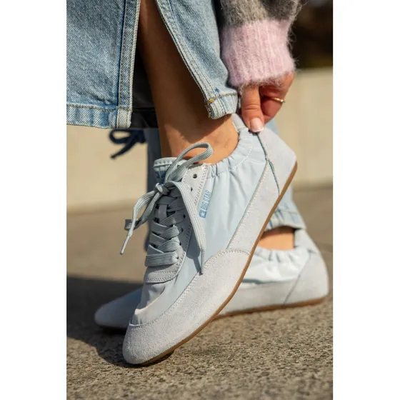 BIG STAR TT274258 Sneakersy damskie skrzane niebieskie