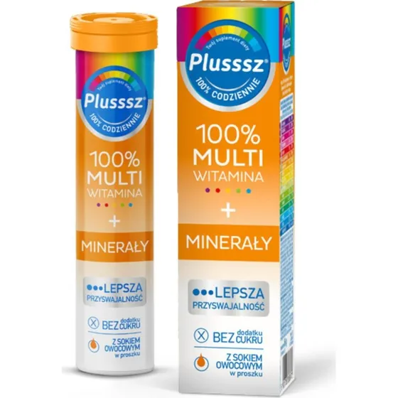 Plusssz 100% Multiwitamina + Minerały, 20 musende tabletter