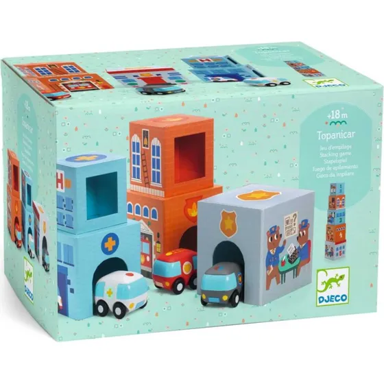 Djeco TopaniCar Klocki Kartonowe z Samochodzikami