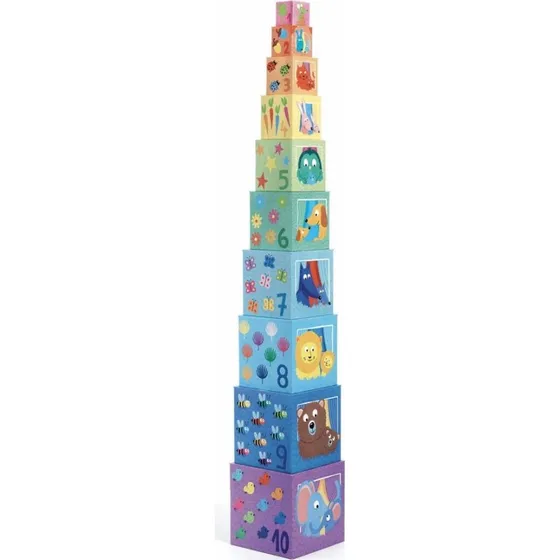 Djeco Klocki Piramida Tęcza – 10 kostek kolorowych