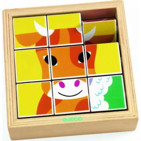 Djeco Animoroll Drewniana Układanka Obrotowa 9 Elementów
