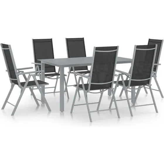 vidaXL 7-cz. zestaw mebli ogrodowych z textilene, aluminium