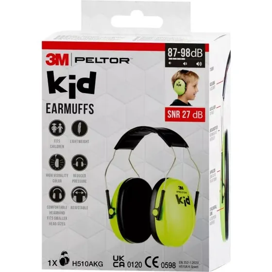 3M Peltor Kid H510AK Nauszniki Przeciwhałasowe Dla Dzieci Neonowozielone