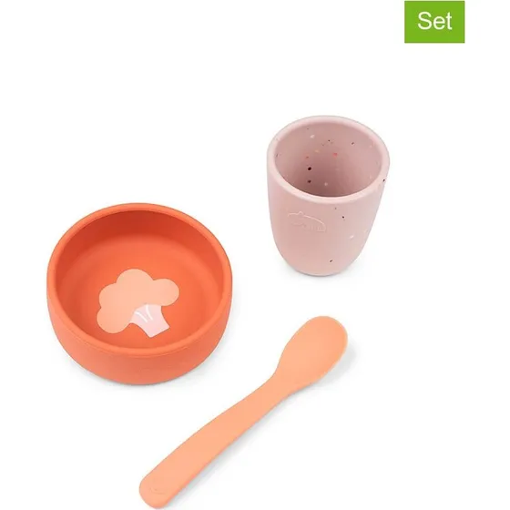 Done by Deer Papaya 3-el. silikonowy zestaw dziecicy