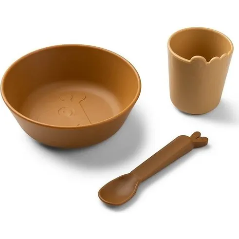 Done by Deer Kiddish Zestaw Obiadowy Mustard 3szt