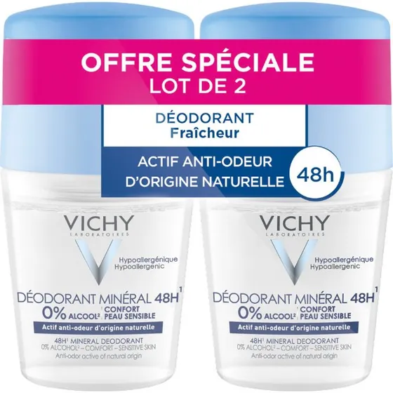Vichy 48H Mineral Deodorant Roll-On 2x50 ml