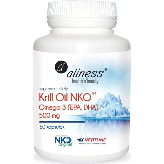 Aliness Krill Oil NKO Omega 3 z Astaksantyn 500 mg 60 kaps.
