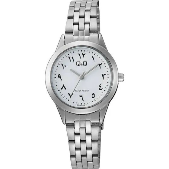 Q&Q Zegarek damski C01A-010P srebrny, biaa tarcza