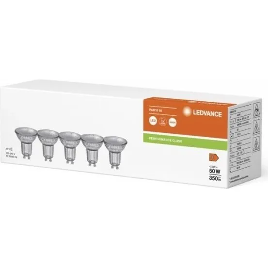 LEDVANCE PAR16 GU10 4.3W 4000K Neutralna Biaa 5 sztuk