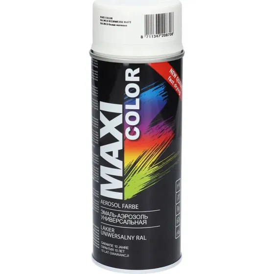 Motip Maxi Color Lakier W Sprayu Biały Matowy RAL 9010 400ml