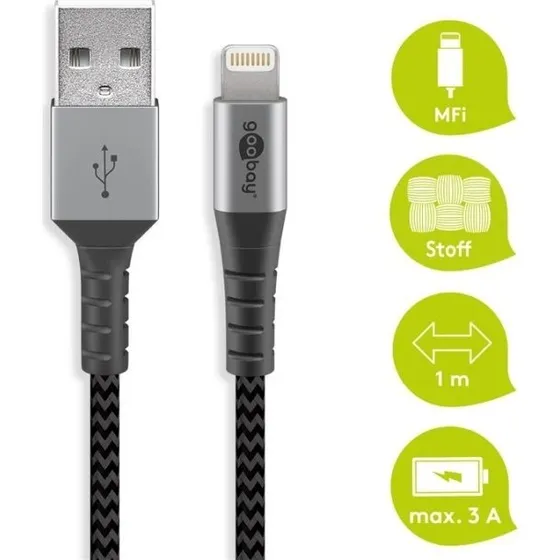 Goobay Kabel USB 2.0 Lightning 1m tekstylny