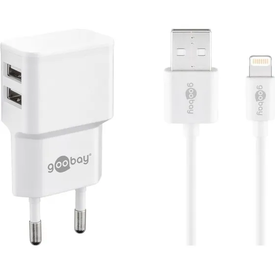 Goobay adowarka 2x USB-A 2,4 A z kablem Lightning 1m
