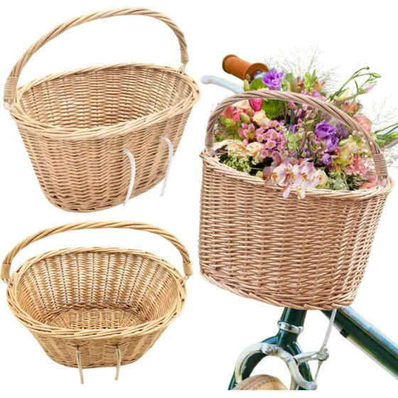 EkoRower Koszyk Wiklinowy Naturalny na Kierownicę