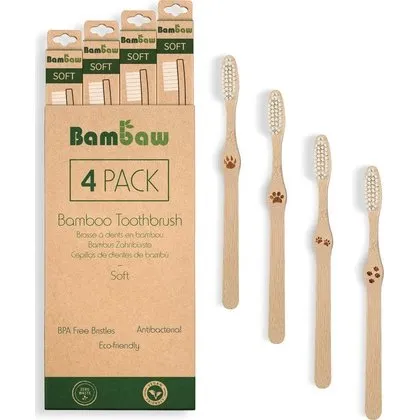 Bambaw Szczoteczka do zębów bambusowa twarda 4 szt.