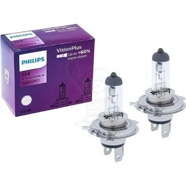 Philips H4 VisionPlus +60% 12V + W5W + rękawiczki