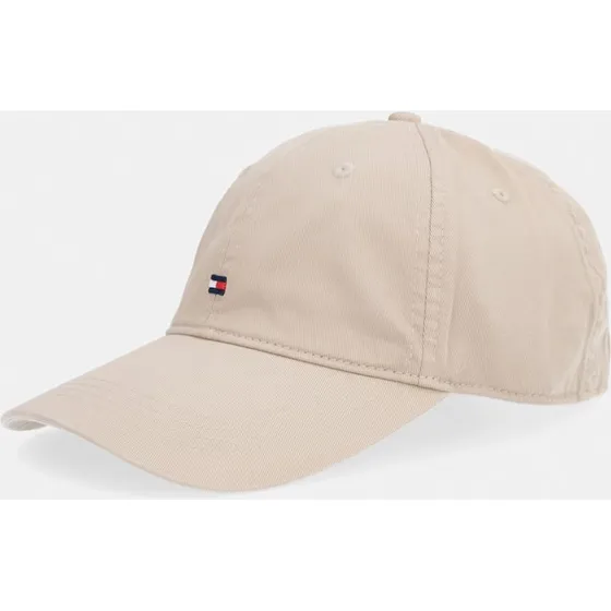 Tommy Hilfiger czapka z daszkiem beżowa bawełniana strapback