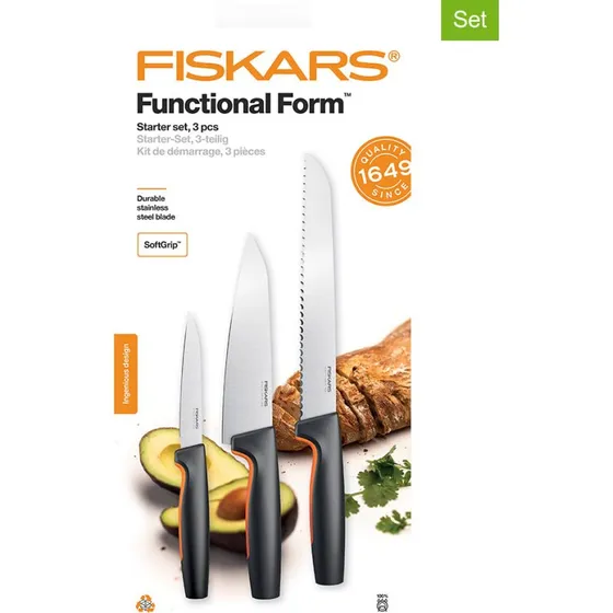 Fiskars Functional Form 1057559 – Zestaw 3 Noży Kuchennych