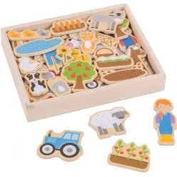 Bigjigs Toys Magnesy Farma 35 szt. na lodówkę