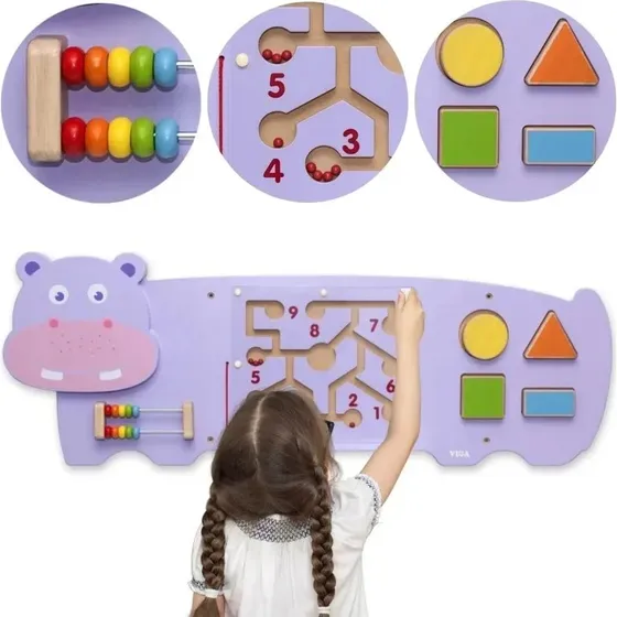 Viga Toys Hipopotam – Tablica sensoryczna Montessori