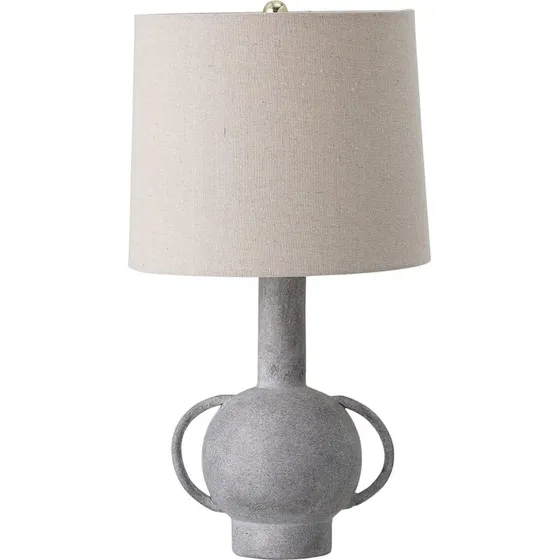 Bloomingville Lampa Stołowa Kean, szara, terakota z lnianym kloszem