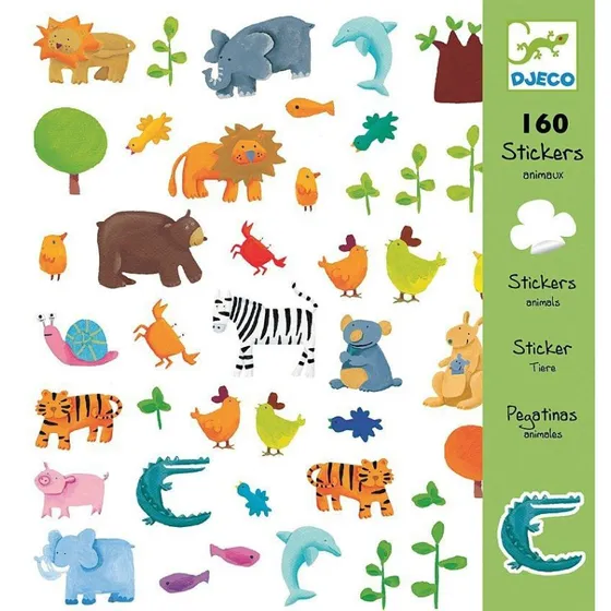 DJECO Zestaw naklejek Zwierzęta 160 sztuk