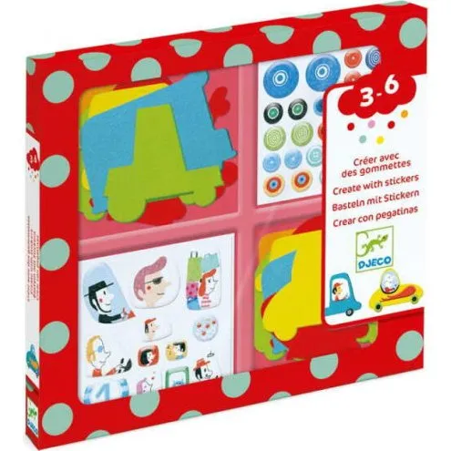 DJECO Kocham Samochody - Filcowe Pojazdy z Naklejkami