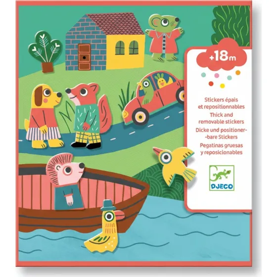 Djeco Naklejki Wielokrotnego Użytku Zwierzęta 18m+