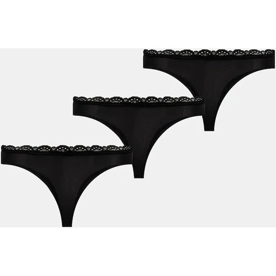 Calvin Klein Underwear stringi z nadrukiem 3-pack czarny
