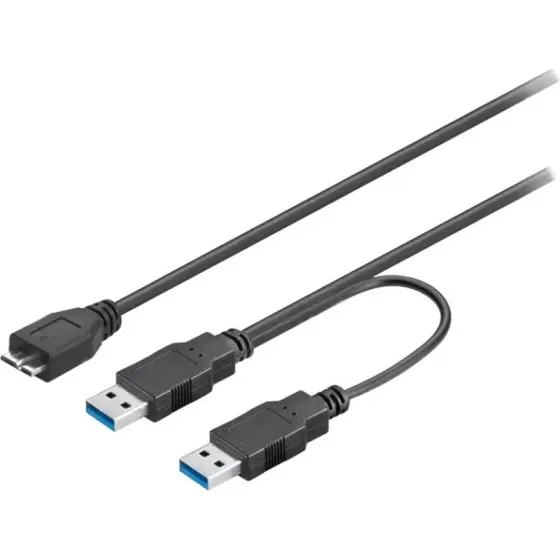 Goobay Kabel USB 3.0 Dual Power 0.3m Czarny