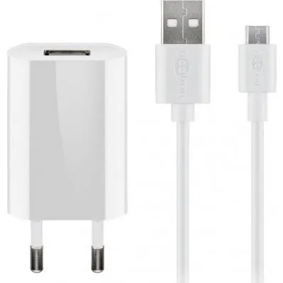 Goobay Zestaw do ładowania Micro USB 1A, 1m, biały