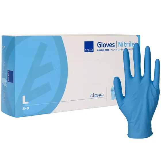 Abena Rękawiczki Nitryle Niebieskie L 100 szt. Bez Pudru