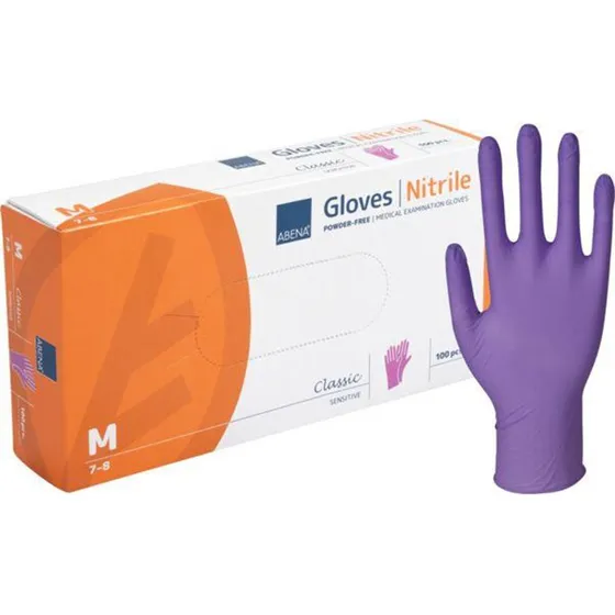 Abena Rękawice Nitrylowe Bezpudrowe Fioletowe L (100 szt.)