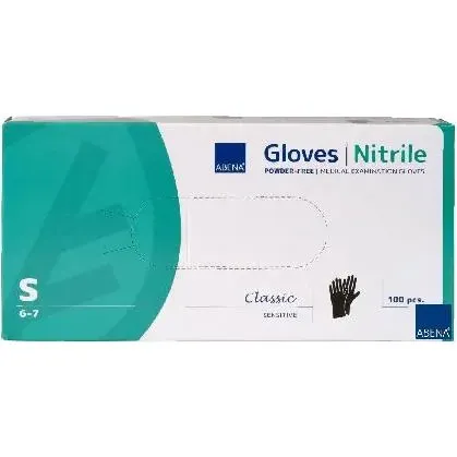 Abena Rkawice Nitrylowe Bezpurowe Zielone S 100szt