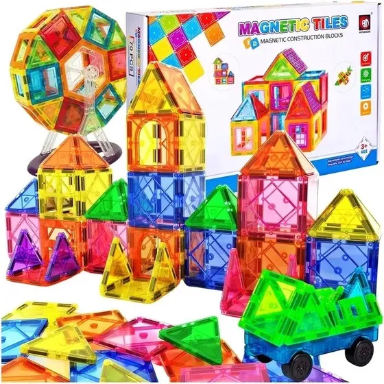 Magnetic Tiles XXL 80 el – Klocki magnetyczne z neodymem