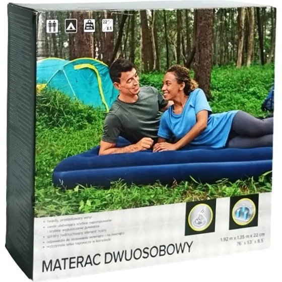 Materac Dmuchany Dwuosobowy 192x135x22 cm - 300 kg