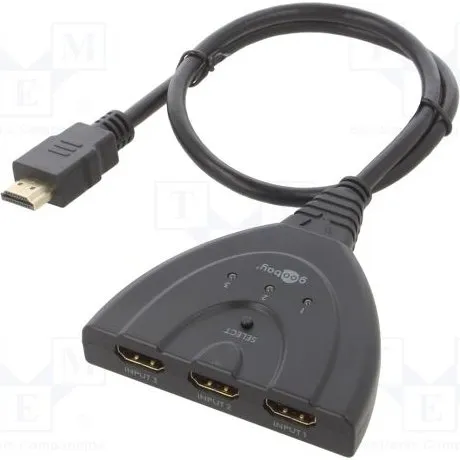 Goobay Ręczny Przełącznik HDMI 3 do 1 4K 60Hz 18Gbit/s Czarny