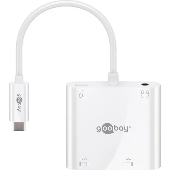 Goobay Adapter USB-C HDMI/VGA + Audio 3.5mm PD 100W Biały