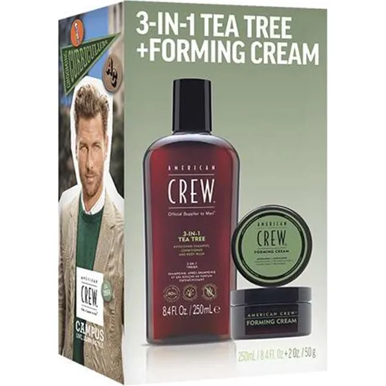 American Crew 3-IN-1 Tea Tree Holiday Duo: Szampon 3w1 250ml + Krem 50g