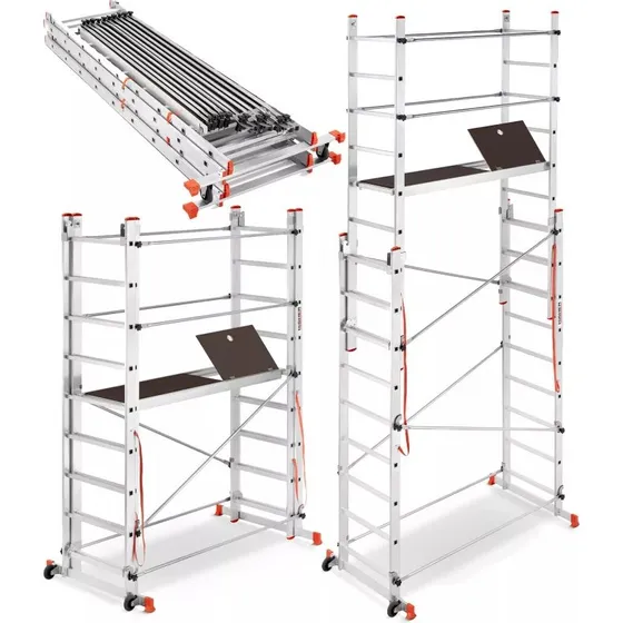 HIGHER Velly 2x7 Rusztowanie Aluminiowe Jezdne Składane 3,85 m