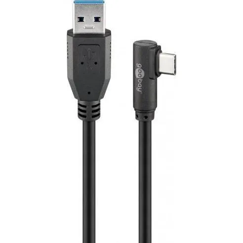 Goobay USB-C - USB-A 3.2 Gen1 kątowy 1m czarny