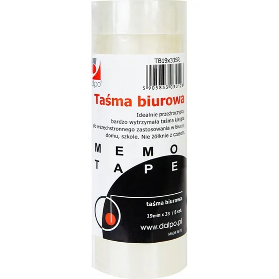 Memo-Tape Taśma biurowa 19 mm x 33 m, 8 sztuk