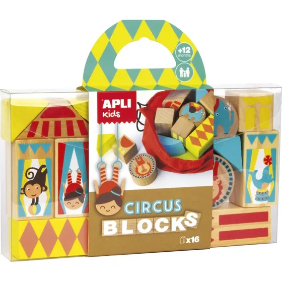 Apli Kids Drewniane Klocki z Woreczkiem - Cyrk